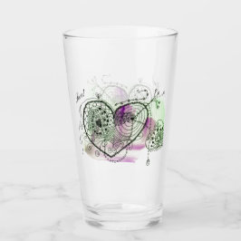 Groen en Paarse met grillige harten Glas