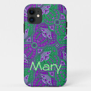 Groen en paarse paisley Case-Mate iPhone case