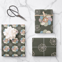 Groen en pastel, ingewikkelde bloemen in 60s stijl