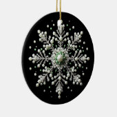 Groen en Pearl Snowflake Familie Keramisch Ornament (Rechts)