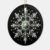 Groen en Pearl Snowflake Familie Keramisch Ornament (Links)