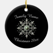 Groen en Pearl Snowflake Familie Keramisch Ornament (Achterkant)