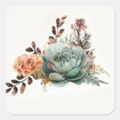 Groen en peren Succulent Vierkante Sticker (Voorkant)