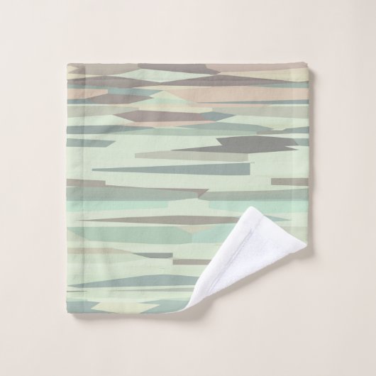 groen en perzik Abstracte Strepen Bad Handdoek (Wasdoekje)