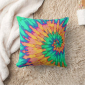 Groen en Perzik Spiral Tie Dye Kussen (Deken)