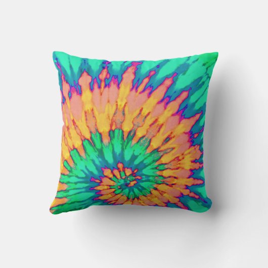 Groen en Perzik Spiral Tie Dye Kussen (Achterkant)
