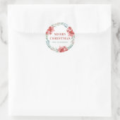 Groen en Poinsettia Krans Kerstmis Ronde Sticker (Tas)