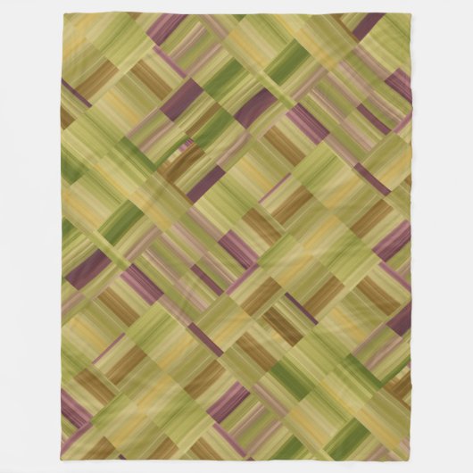 Groen en pruimen Geometrische Stripe Block Pattern Fleece Deken (Voorkant)