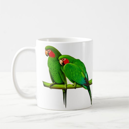 Groen en rode papegaai koffiemok (Links)