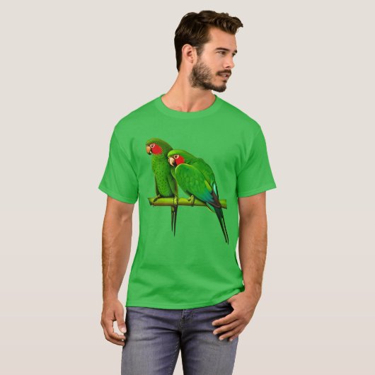 Groen en rode papegaai t-shirt (Voorkant volledig)