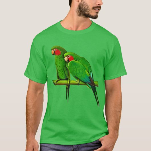 Groen en rode papegaai t-shirt (Voorkant)