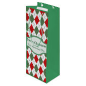 Groen en Rode Patroon op maat Wijn Cadeautas (Achterkant Gekanteld)