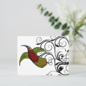 Groen en Rode Vogel Briefkaart (Staand voorkant)