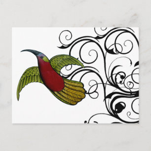 Groen en Rode Vogel Briefkaart