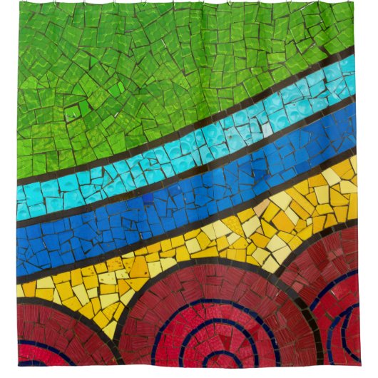 Groen en rood abstract schilderij douchegordijn (Voorkant)