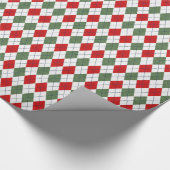 Groen en rood argylepatroon cadeaupapier (Hoek)