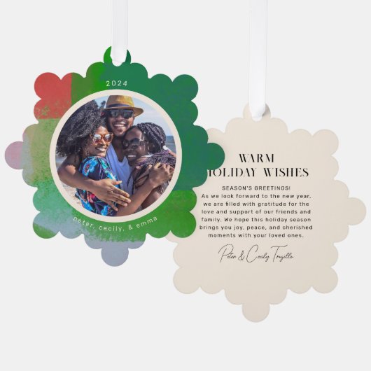 Groen en Rood Artful Geschilderd Lijst Foto Ornament Kaart (Voorkant / Achterkant)