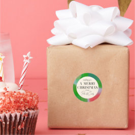 Groen en Rood Artful geschilderd Lijst Gift Ronde Sticker