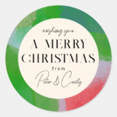 Groen en Rood Artful geschilderd Lijst Gift Ronde Sticker (Voorkant)