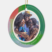 Groen en Rood Artful Geschilderd Lijst Twee Foto Keramisch Ornament (Links)