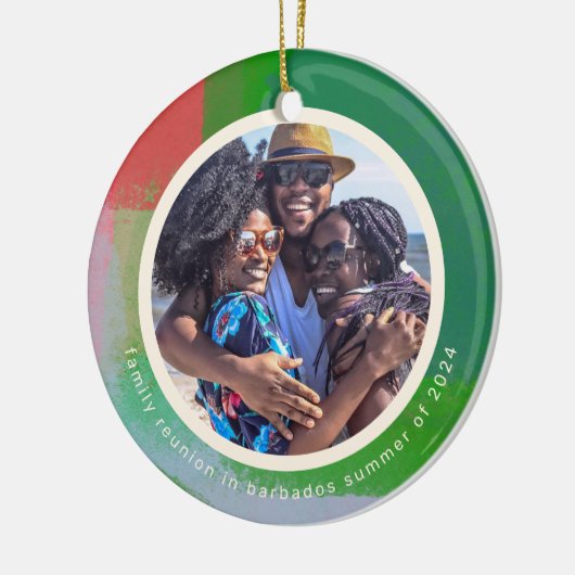 Groen en Rood Artful Geschilderd Lijst Twee Foto Keramisch Ornament (Links)