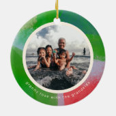 Groen en Rood Artful Geschilderd Lijst Twee Foto Keramisch Ornament (Achterkant)