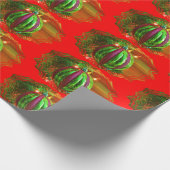 Groen en rood bol omwikkelpapier cadeaupapier (Hoek)