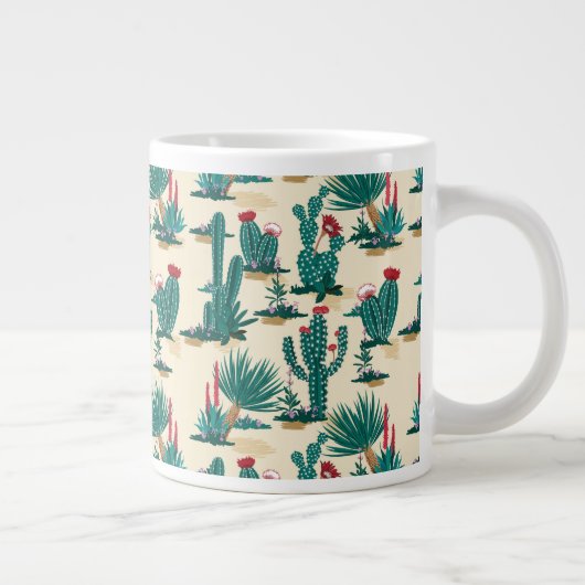 Groen en rood cactus patroon grote koffiekop (Rechts)