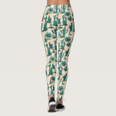Groen en rood cactus patroon leggings (Achterkant)