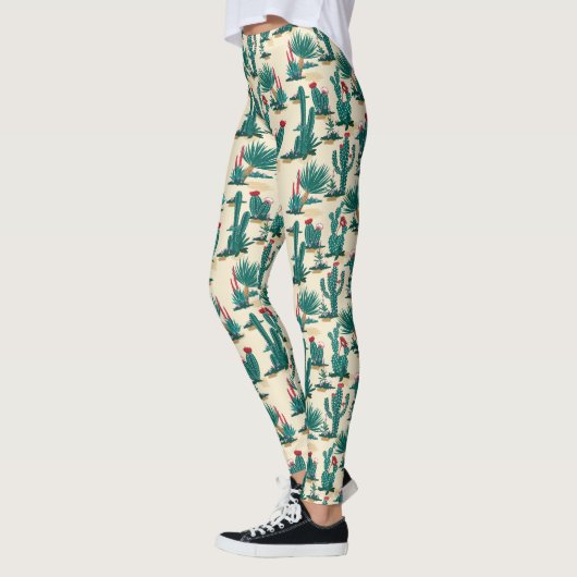 Groen en rood cactus patroon leggings (Links)