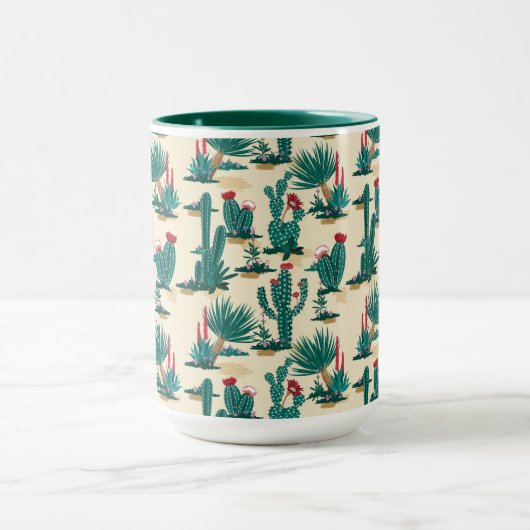 Groen en rood cactus patroon mok (Midden)