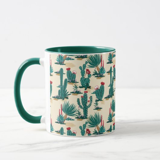 Groen en rood cactus patroon mok (Links)