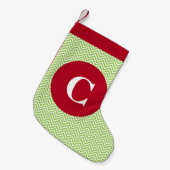 Groen en rood-Chevron-Initiaal Kleine Kerstsok (Voorkant (Hangend))
