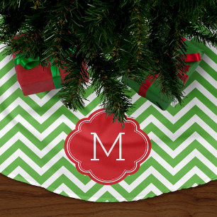 Groen en Rood Chevron Monogram Kerstboom Rok
