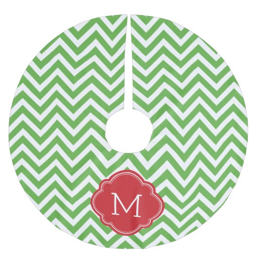 Groen en Rood Chevron Monogram Kerstboom Rok (Voorkant)