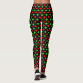 Groen en rood diamantpatroon op zwart leggings (Achterkant)