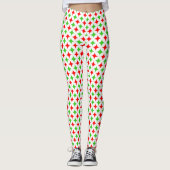 Groen en rood diamantsterpatroon op wit leggings (Voorkant)