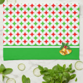 Groen en Rood Diamond Star-patroon op wit Theedoek (Gevouwen)