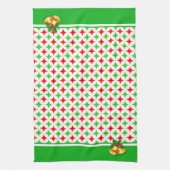 Groen en Rood Diamond Star-patroon op wit Theedoek (Verticaal)