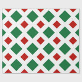 Groen en Rood Diamonds op Wit cadeauomslag Cadeaupapier (Vlak)