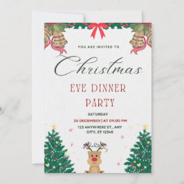 Groen en Rood Eenvoudig Kerstavond Feest Kaart