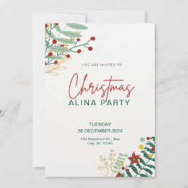 Groen en Rood Eenvoudig Kerstmis Alina Partij Kaart