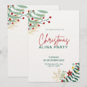 Groen en Rood Eenvoudig Kerstmis Alina Partij Kaart (Voorkant / Achterkant)