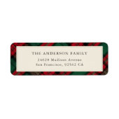 Groen en Rood Elegant Plaid Kerstmis Adres Etiket (Voorkant)