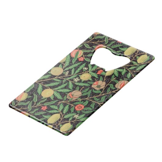 Groen en rood fruit door William Morris. Creditkaart Flessenopener (Voorkant Gekanteld)