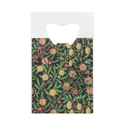 Groen en rood fruit door William Morris. Creditkaart Flessenopener (Achterkant)