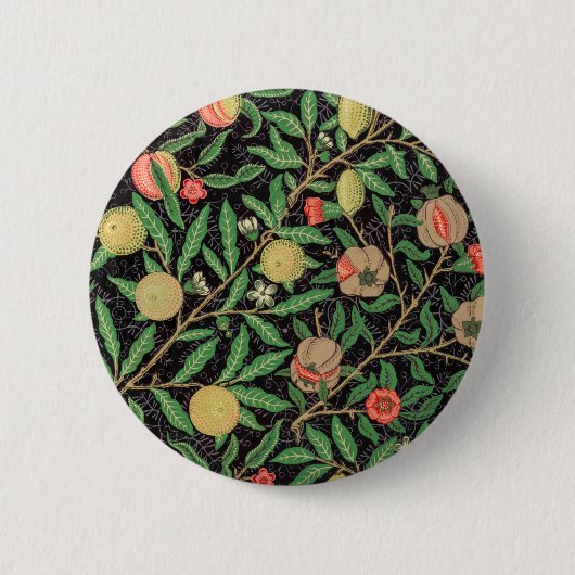 Groen en rood fruit door William Morris. Ronde Button 5,7 Cm (Voorkant)