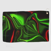 Groen en rood gebogen slagen over donkergroen fond golfhanddoek (Horizontaal)