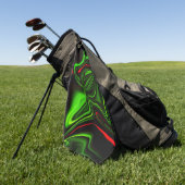 Groen en rood gebogen slagen over donkergroen fond golfhanddoek (Groen)