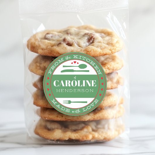 Groen en Rood Gemaakt Met Love Food Gift Sticker